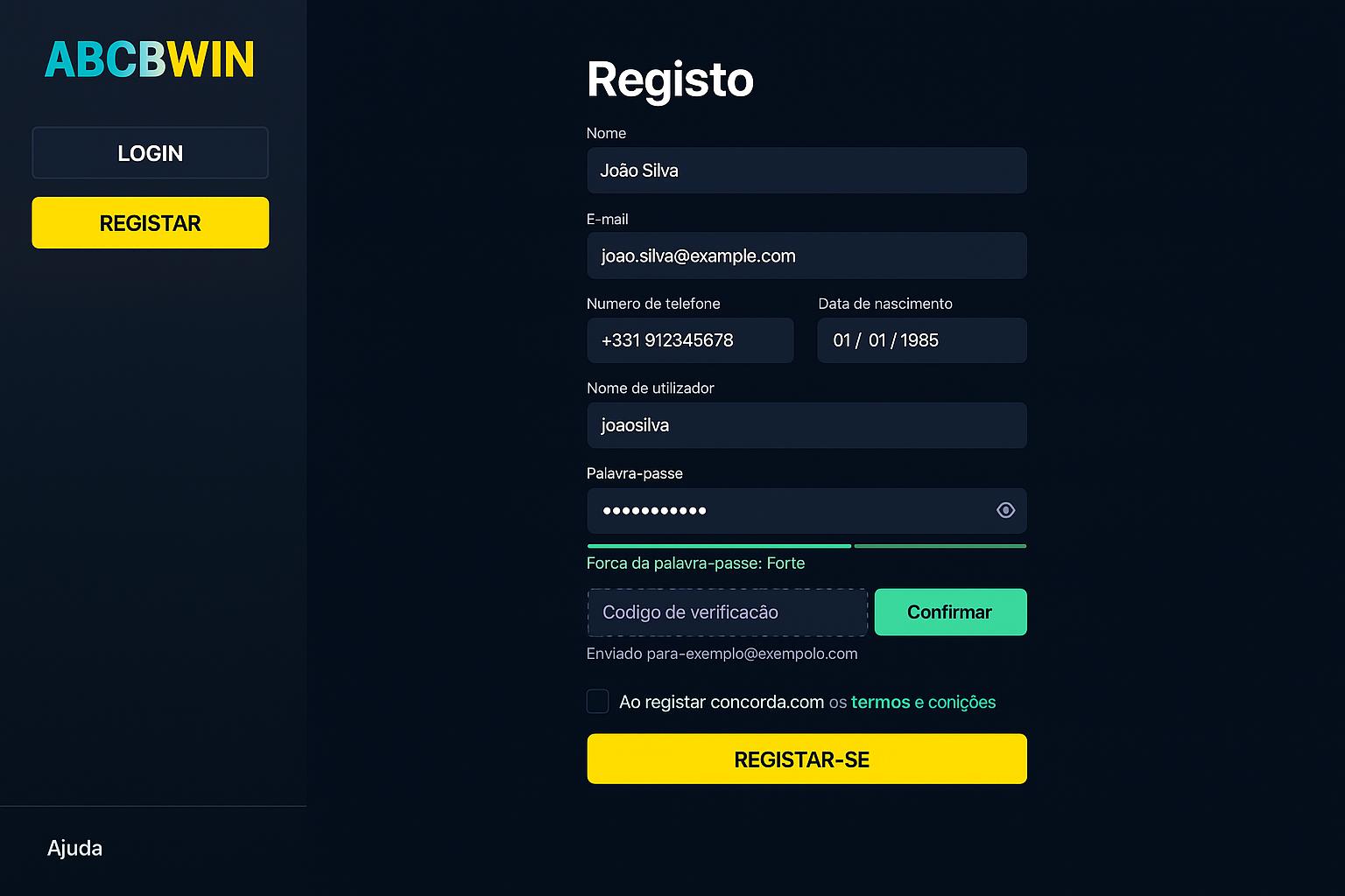 Não Perca tempo, o rRgistro na site ABCBWIN